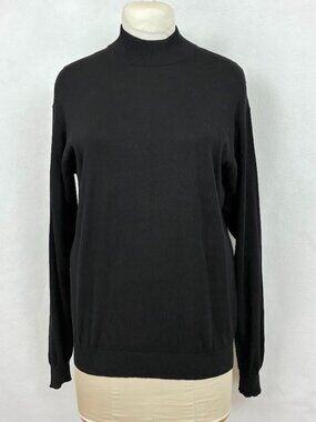 Barneys New York Silk Blend Sweater Mock Neck Lightweight Dark Academia Luxury L